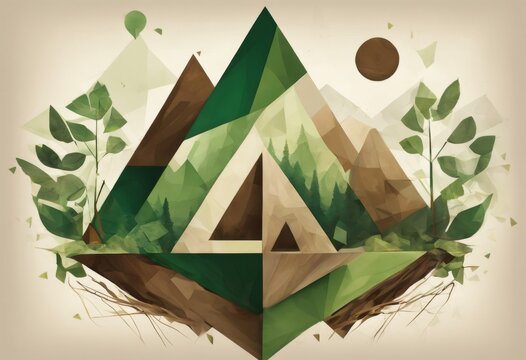 minimalist abstract image of mountain peaks in green tones