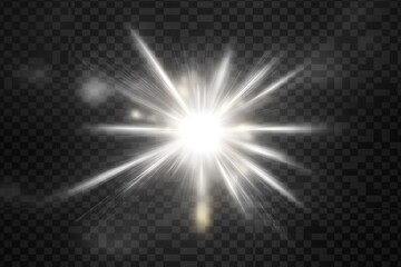 white glowing light flare burst explosion on transparent background