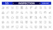 © artshuvo - Inspection web icons set in thin line design. Pack of inspection, hire, calculation money, coaching, protection, cooperation, success, task, other outline stroke pictograms.