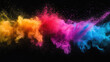 © Fang - black background with launched colorful powder, detailed and realistic image