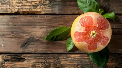 Wall Mural - Fresh and Vibrant Grapefruit Citrus Fruit Still Life on Wooden Table