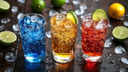 Wall Mural - Three Refreshing Drinks on Ice