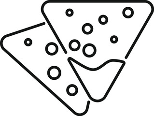 Poster - two nachos chips dipping sauce line icon illustration