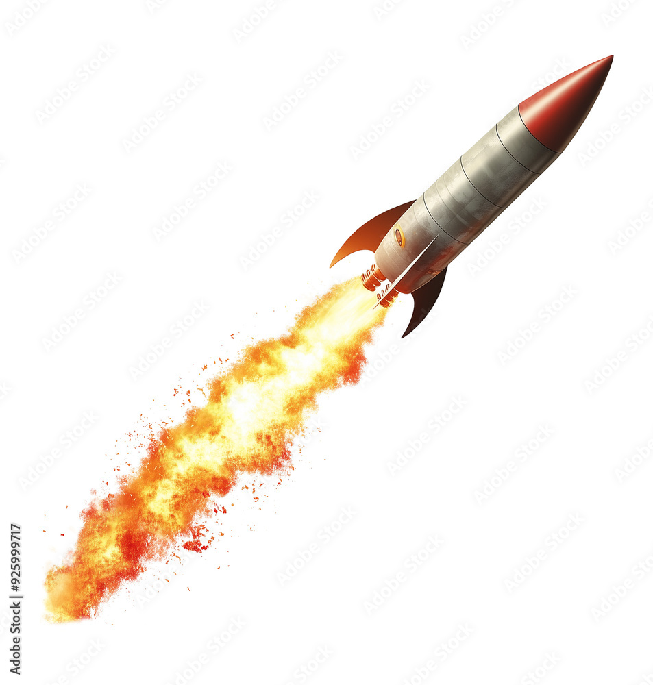 Missile Rocket With Fire Trail Isolated on Transparent Background PNG ...