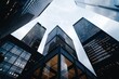 © Emvats - A view of tall business skyscrapers in the financial district showcasing modern architecture and cityscape in the bustling downtown area. The scene reflects the big metropolis in the city.