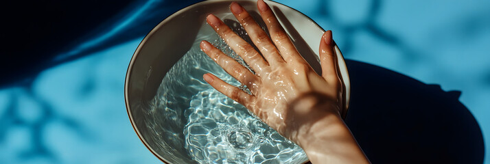 Poster - lady hands are touching her face