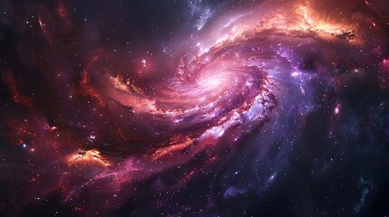 Wall Mural - A Breathtaking Swirling Spiral Galaxy Illuminated by a Vibrant Cosmic Nebula Against a Starry Celestial Backdrop