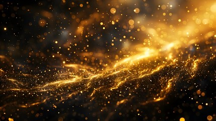 Wall Mural - mesmerizing deep space nebula and twinkling stars in luxurious golden and black background
