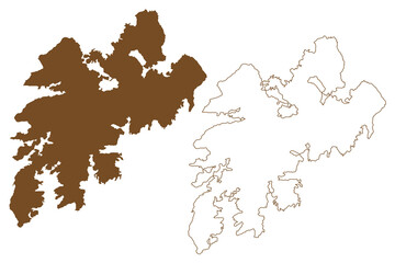 Wall Mural - Vestvagoy island (Kingdom of Norway) map vector illustration, scribble sketch Vestvagoy map