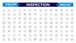 © artshuvo - Inspection web icons set in thin line design. Pack of inspection, hire, calculation money, coaching, protection, cooperation, success, task, and other Editable stroke outline icons.  pictograms.