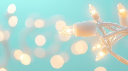 Wall Mural - a string of christmas lights with a blue background