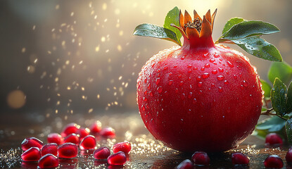 Juicy pomegranate. An advertising photo.