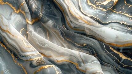 Poster - Organic shapes with marble texture and gold accents.