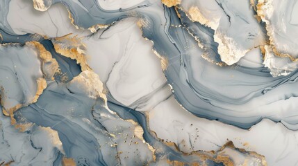 Poster - Organic shapes with marble texture and gold accents.