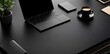 © JM Nimhas - Elegant black office desk with laptop and black coffee