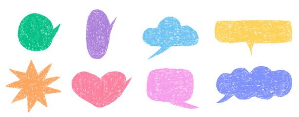 Leinwandbilder - Set of spech bubble for text with crayon or pastel drawing texture. Vector illustration