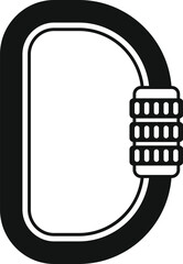 Poster - black and white icon of a climbing carabiner featuring a combination lock, emphasizing the importanc