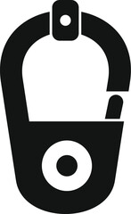 Poster - black silhouette of a carabiner with a round lock system, isolated on a white background