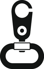 Sticker - Black simple icon of a carabiner, a specialized type of shackle, a metal loop with a spring loaded gate used to quickly and reversibly connect components