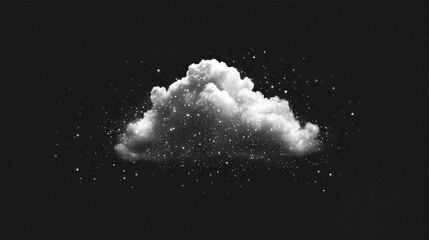 minimalistic digital icon cloud with monochrome colors