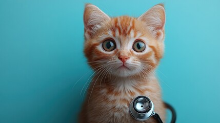 Wall Mural - Cute Kitten with Stethoscope