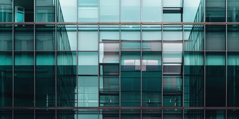 Poster - Modern glass and steel facade featuring intricate architectural design