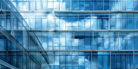 Sticker - Close-up view of a modern steel and glass facade showcasing innovative architectural design