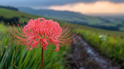 Sticker - Pink Spider Lily in a Mountain Meadow