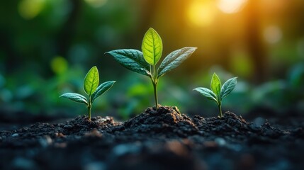 Canvas Print - Young Plants Growing in the Soil