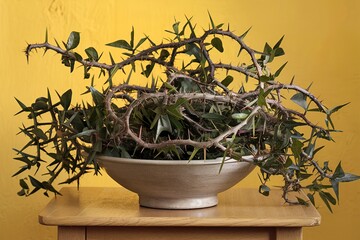 wild-brier in bowl in bowl on yellow background