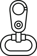 Poster - black outline illustration of a climbing carabiner, a piece of equipment used in alpinism and rock c