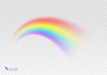 Rainbow Shape arch realistic isolated on transparent background. Colorful light and bright design element. Symbol of rain, sky, clear, nature. Realistic Vector illustration