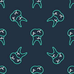 Poster - Line Tooth with caries icon isolated seamless pattern on black background. Tooth decay. Vector