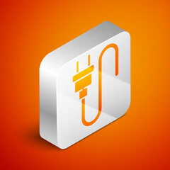 Poster - isometric electric plug icon isolated on orange background. concept of connection and disconnection 