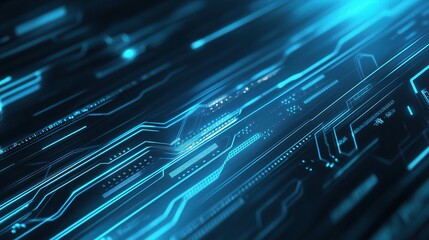 Poster - Abstract Blue Circuit Board Technology Background 