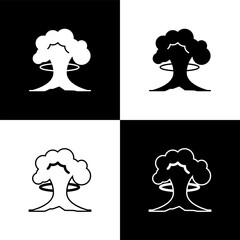 Poster - Set Nuclear explosion icon isolated on black and white background. Atomic bomb. Symbol of nuclear war, end of world. Vector
