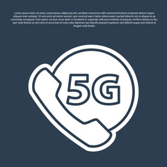 Poster - blue line phone with 5g new wireless internet wifi icon isolated on blue background. global network 