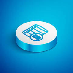 Poster - isometric line server 5g new wireless internet wifi connection icon isolated on blue background. glo