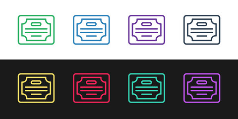 Poster - set line certificate template icon isolated on black and white background. achievement, award, degre