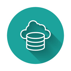 Poster - white line cloud database icon isolated with long shadow background. cloud computing concept. digita
