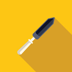 Canvas Print - Soldering iron with long shadow on yellow background, in a flat design style