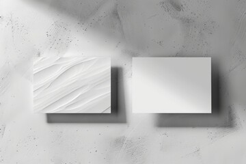 Horizontal Empty Front and Back side white Business Card Mockup With grey texture background