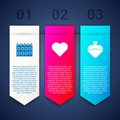 Poster - Set Calendar with heart, Heart and Bottle love potion. Business infographic template. Vector