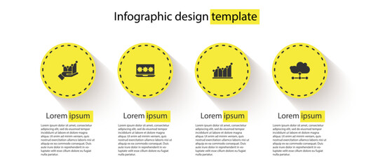 Poster - Set Pie chart infographic, Laptop with password, and Network cloud connection. Business infographic template. Vector