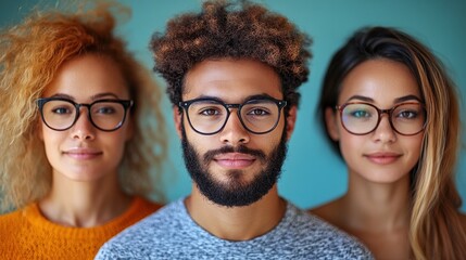 Canvas Print - Group Portrait of Three Young Adults Wearing Glasses