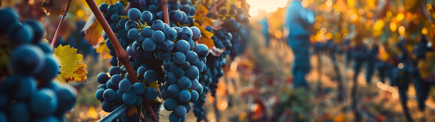 Wall Mural - A close up of a bunch of blue grapes