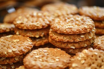 Wall Mural - Healthy Biscuit. Delicious Oatmeal Cookie for Sweet Diet Dessert