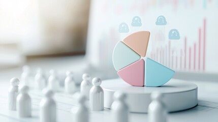 Poster - Market segmentation analysis, pie charts and demographic icons, 3D illustration