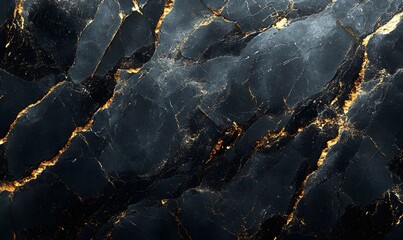 Wall Mural - Black Marble with Golden Veins and Glitter