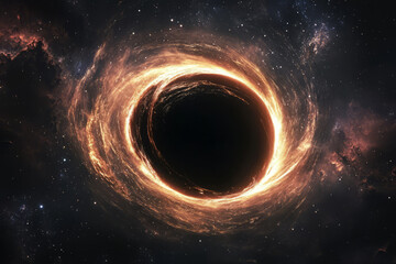 Wall Mural - supermassive black hole is warping fabric of spacetime in outer space. wormhole illustration in univ